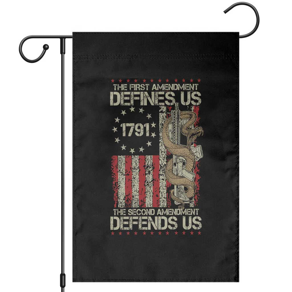 The First Amendment Defines Us The Second Defend Us Garden Flag Vintage American Flag - Wonder Print Shop
