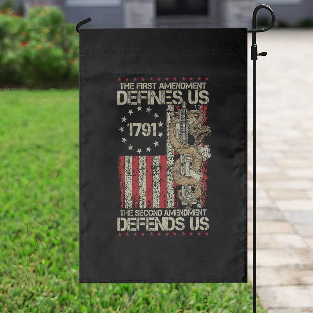 The First Amendment Defines Us The Second Defend Us Garden Flag Vintage American Flag - Wonder Print Shop