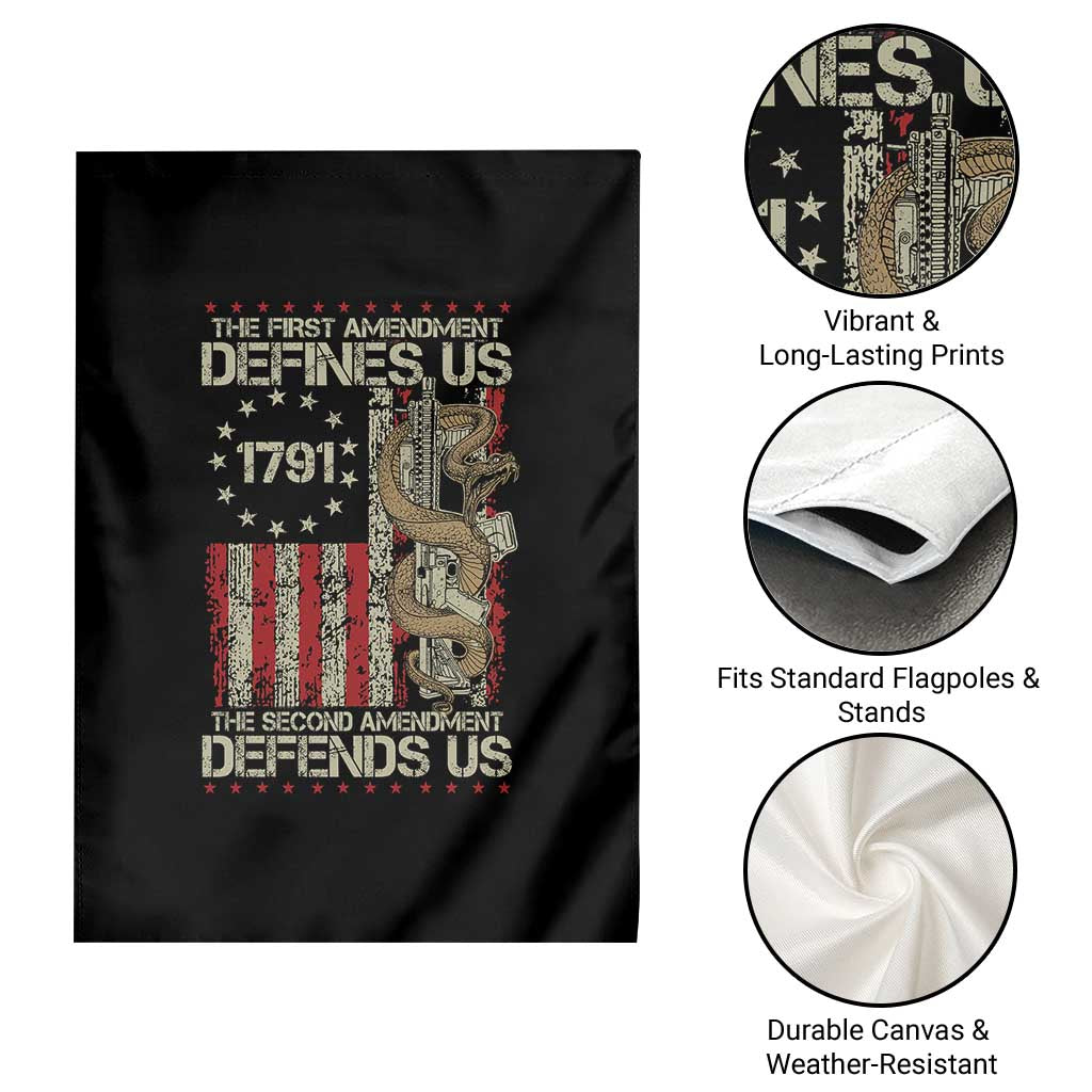 The First Amendment Defines Us The Second Defend Us Garden Flag Vintage American Flag - Wonder Print Shop
