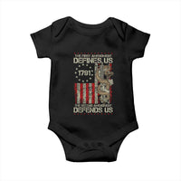 The First Amendment Defines Us The Second Defend Us Baby Onesie Vintage American Flag - Wonder Print Shop