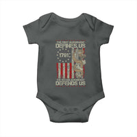 The First Amendment Defines Us The Second Defend Us Baby Onesie Vintage American Flag - Wonder Print Shop