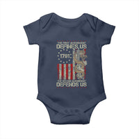 The First Amendment Defines Us The Second Defend Us Baby Onesie Vintage American Flag - Wonder Print Shop