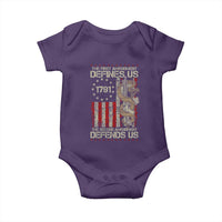 The First Amendment Defines Us The Second Defend Us Baby Onesie Vintage American Flag - Wonder Print Shop