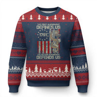The First Amendment Defines Us The Second Defend Us Ugly Christmas Sweater Vintage American Flag - Wonder Print Shop