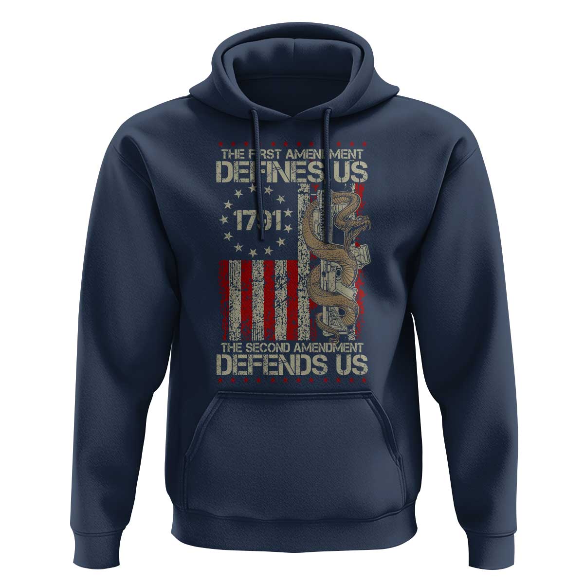 The First Amendment Defines Us The Second Defend Us Hoodie Vintage American Flag - Wonder Print Shop
