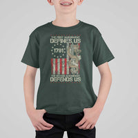 The First Amendment Defines Us The Second Defend Us T Shirt For Kid Vintage American Flag - Wonder Print Shop