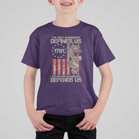 The First Amendment Defines Us The Second Defend Us T Shirt For Kid Vintage American Flag - Wonder Print Shop