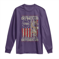 The First Amendment Defines Us The Second Defend Us Long Sleeve Shirt Vintage American Flag - Wonder Print Shop