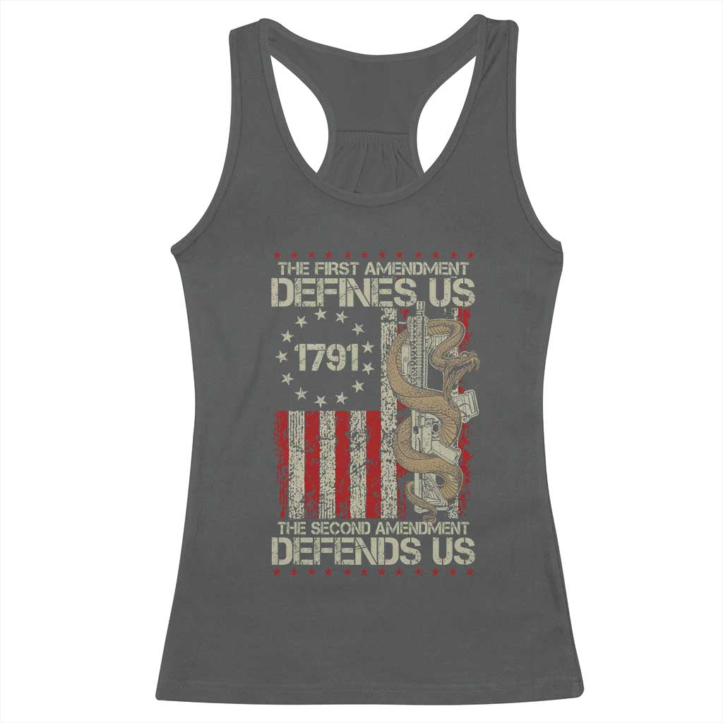 The First Amendment Defines Us The Second Defend Us Racerback Tank Top Vintage American Flag - Wonder Print Shop
