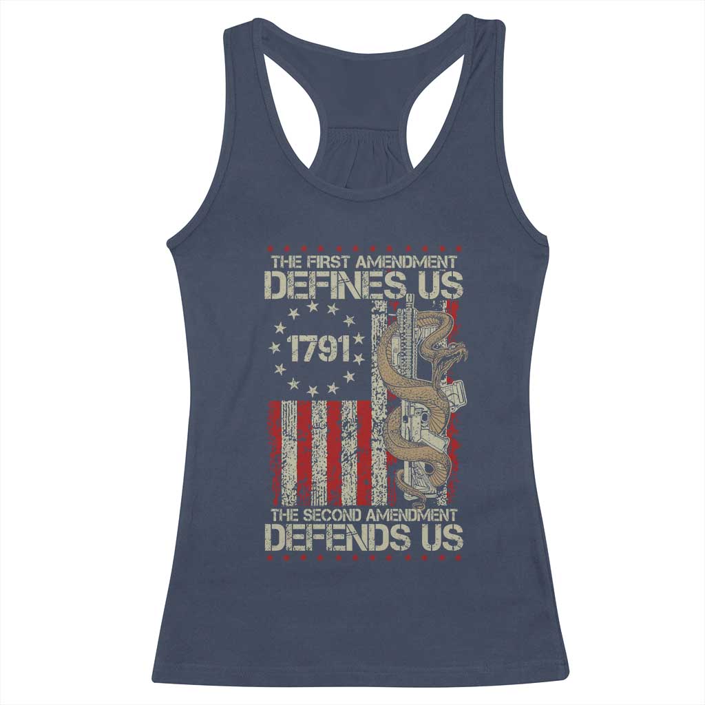 The First Amendment Defines Us The Second Defend Us Racerback Tank Top Vintage American Flag - Wonder Print Shop