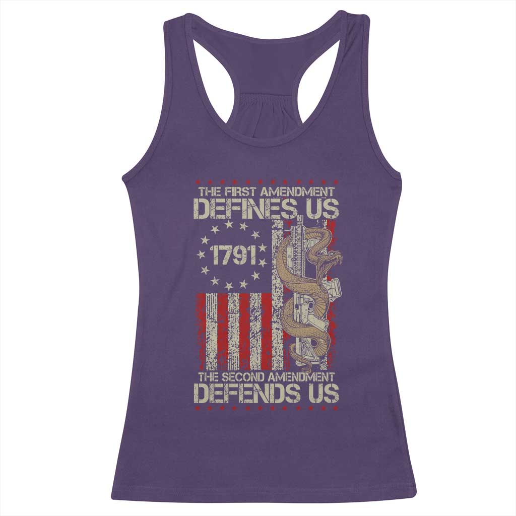 The First Amendment Defines Us The Second Defend Us Racerback Tank Top Vintage American Flag - Wonder Print Shop