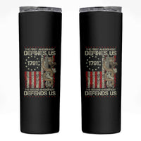 The First Amendment Defines Us The Second Defend Us Skinny Tumbler Vintage American Flag - Wonder Print Shop