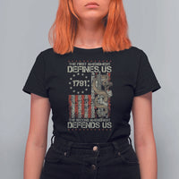 The First Amendment Defines Us The Second Defend Us T Shirt For Women Vintage American Flag - Wonder Print Shop