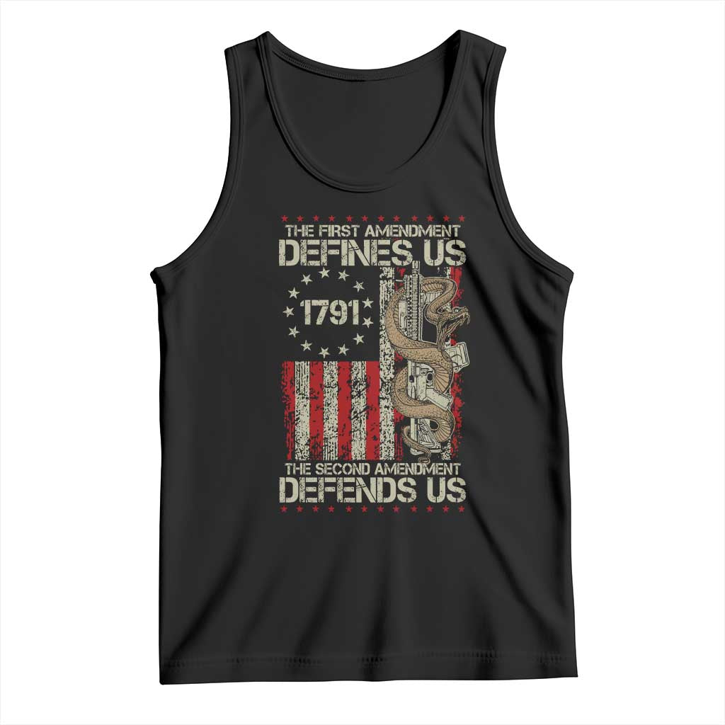 The First Amendment Defines Us The Second Defend Us Tank Top Vintage American Flag - Wonder Print Shop