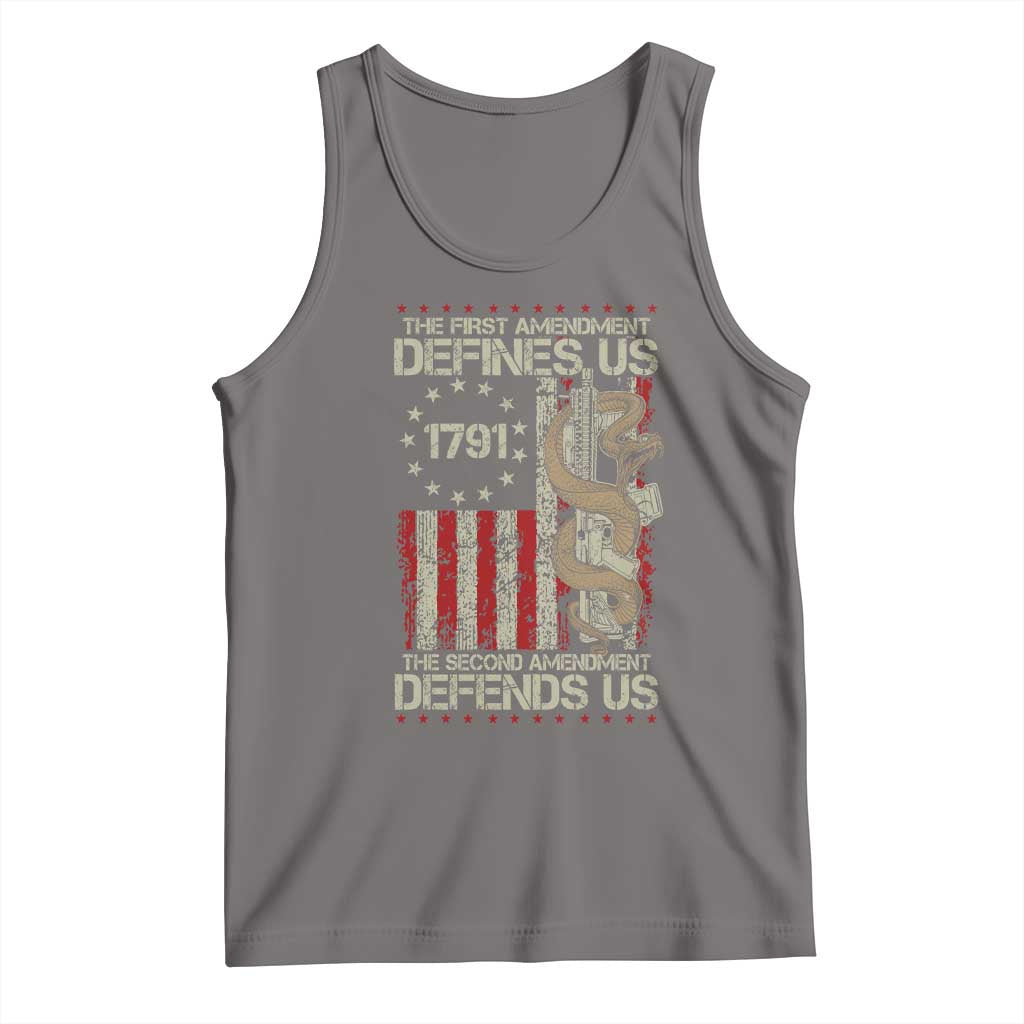 The First Amendment Defines Us The Second Defend Us Tank Top Vintage American Flag - Wonder Print Shop