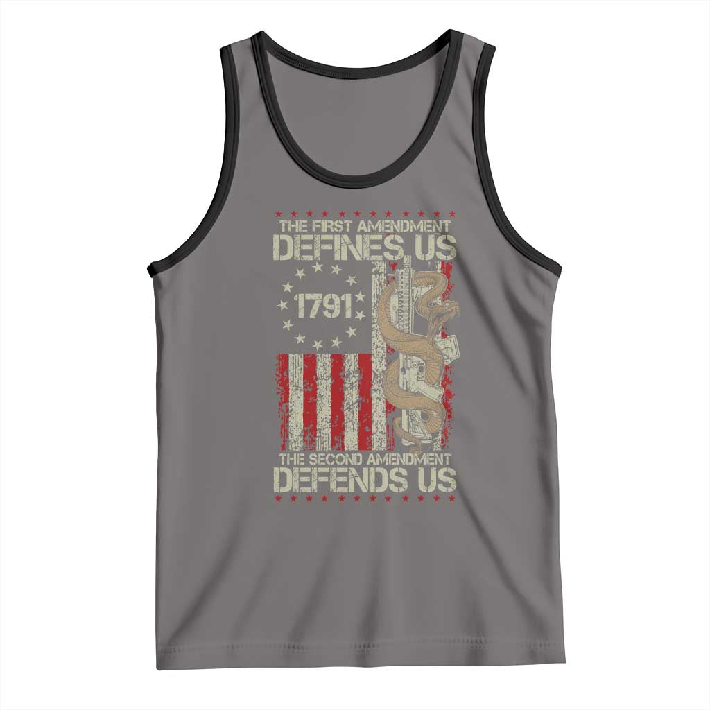 The First Amendment Defines Us The Second Defend Us Tank Top Vintage American Flag - Wonder Print Shop