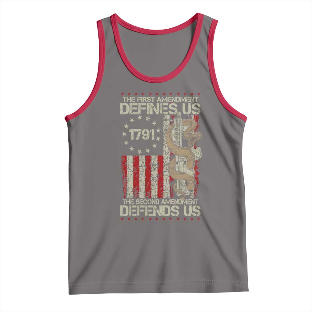 The First Amendment Defines Us The Second Defend Us Tank Top Vintage American Flag - Wonder Print Shop