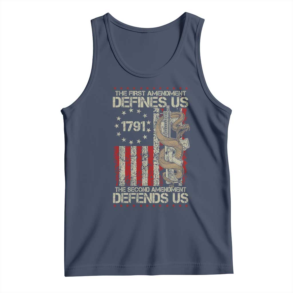 The First Amendment Defines Us The Second Defend Us Tank Top Vintage American Flag - Wonder Print Shop