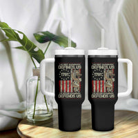 The First Amendment Defines Us The Second Defend Us Tumbler With Handle Vintage American Flag - Wonder Print Shop
