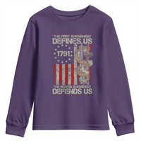 The First Amendment Defines Us The Second Defend Us Youth Sweatshirt Vintage American Flag - Wonder Print Shop
