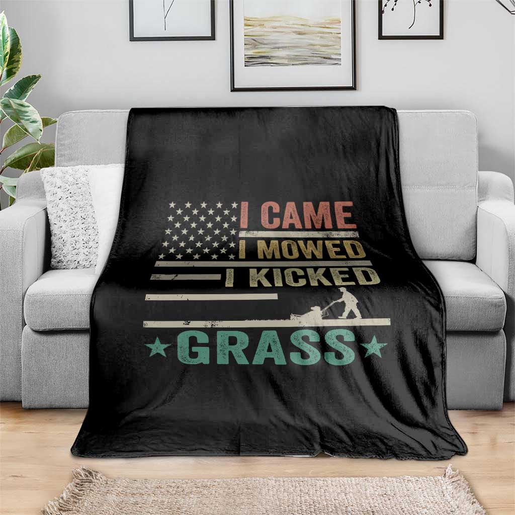 Funny I Came I Mowed I Kicked Grass Throw Blanket Lawn Mowing Gardener - Wonder Print Shop