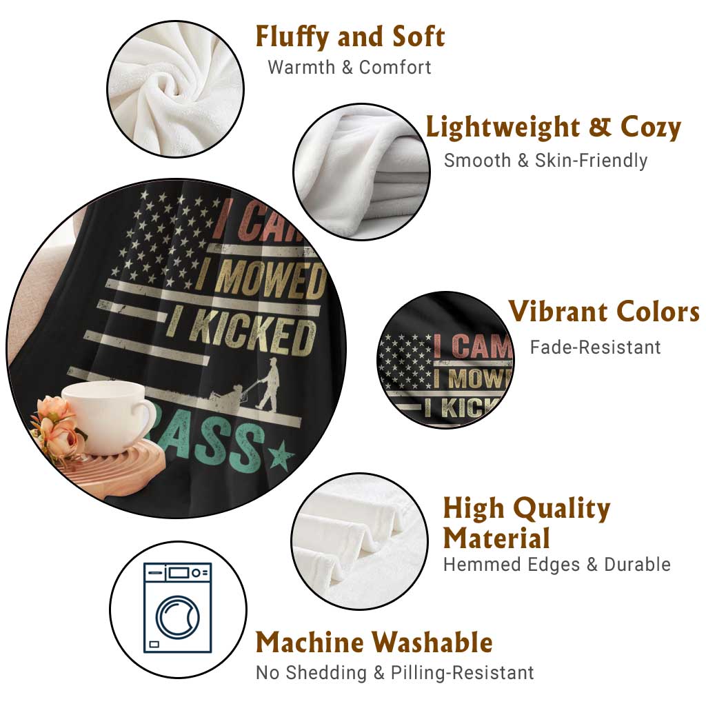 Funny I Came I Mowed I Kicked Grass Throw Blanket Lawn Mowing Gardener - Wonder Print Shop