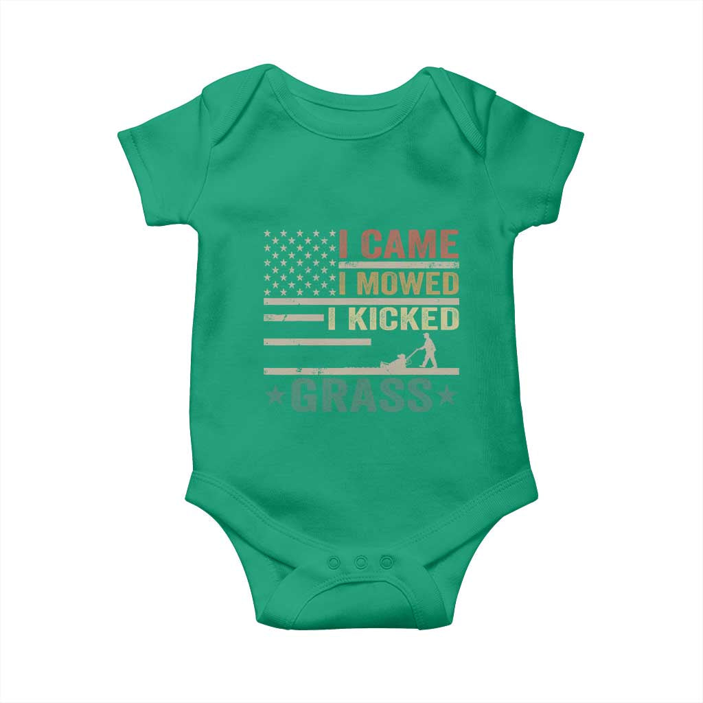 Funny I Came I Mowed I Kicked Grass Baby Onesie Lawn Mowing Gardener - Wonder Print Shop