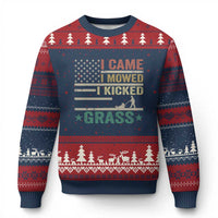 Funny I Came I Mowed I Kicked Grass Ugly Christmas Sweater Lawn Mowing Gardener - Wonder Print Shop