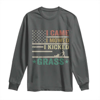 Funny I Came I Mowed I Kicked Grass Long Sleeve Shirt Lawn Mowing Gardener - Wonder Print Shop