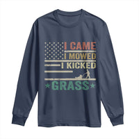 Funny I Came I Mowed I Kicked Grass Long Sleeve Shirt Lawn Mowing Gardener - Wonder Print Shop