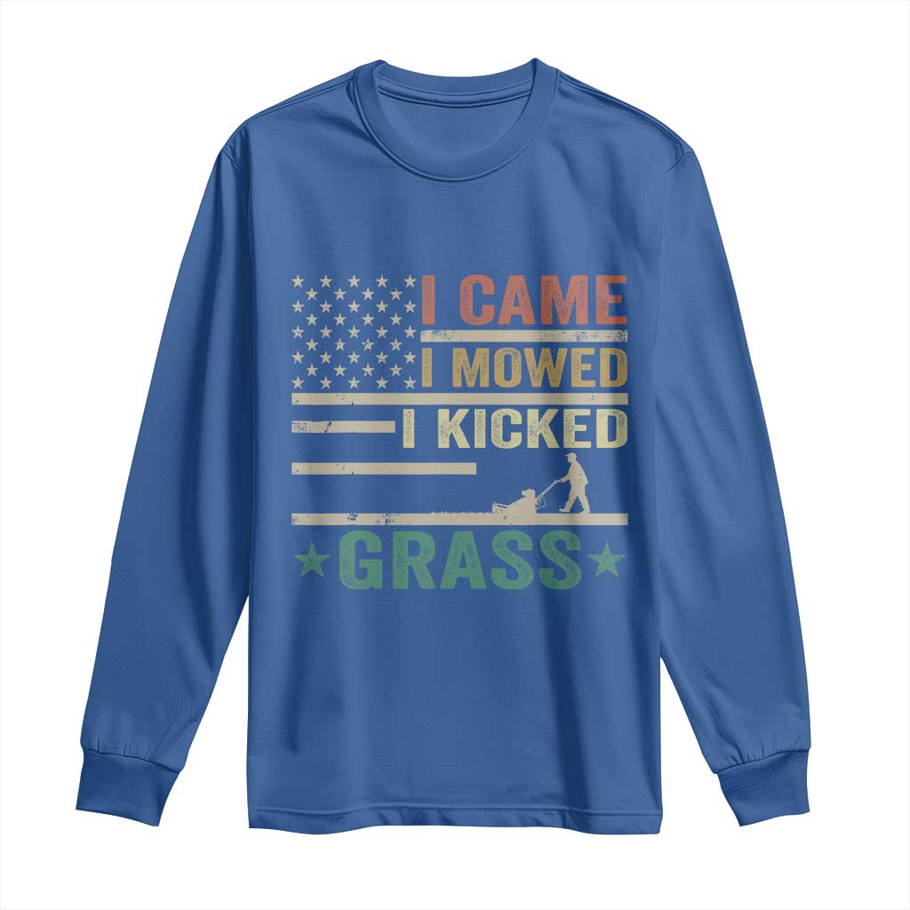 Funny I Came I Mowed I Kicked Grass Long Sleeve Shirt Lawn Mowing Gardener - Wonder Print Shop