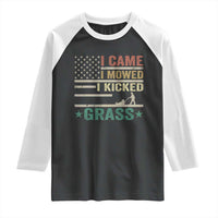 Funny I Came I Mowed I Kicked Grass Raglan Shirt Lawn Mowing Gardener - Wonder Print Shop