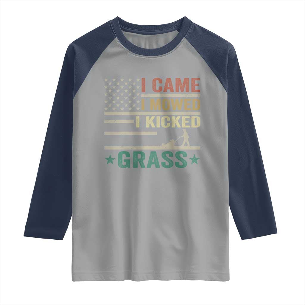 Funny I Came I Mowed I Kicked Grass Raglan Shirt Lawn Mowing Gardener - Wonder Print Shop
