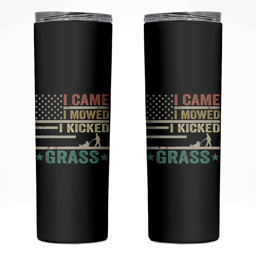 Funny I Came I Mowed I Kicked Grass Skinny Tumbler Lawn Mowing Gardener - Wonder Print Shop