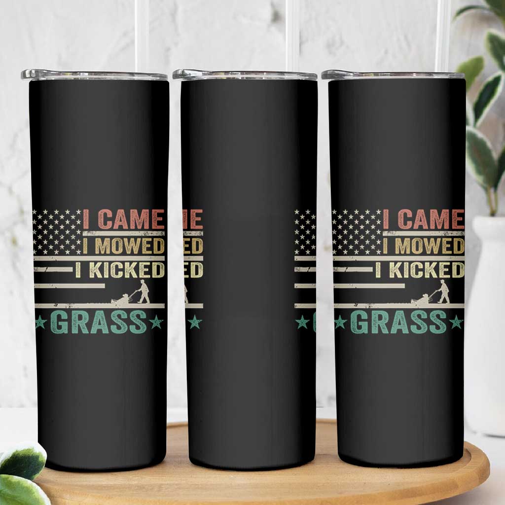 Funny I Came I Mowed I Kicked Grass Skinny Tumbler Lawn Mowing Gardener - Wonder Print Shop