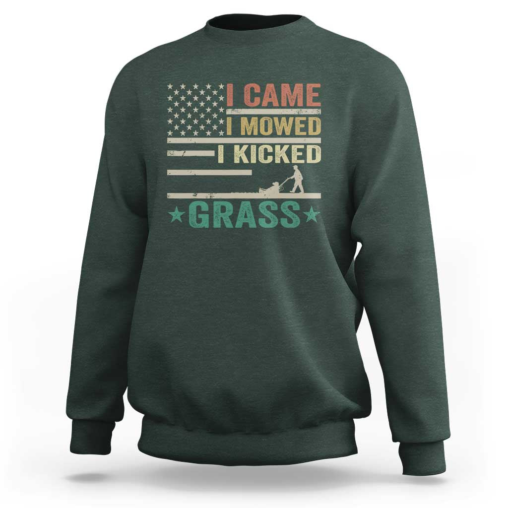 Funny I Came I Mowed I Kicked Grass Sweatshirt Lawn Mowing Gardener - Wonder Print Shop