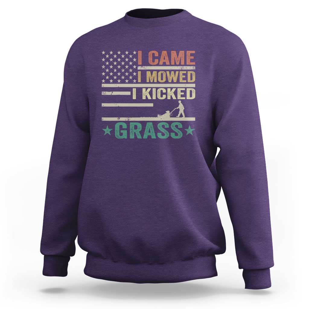 Funny I Came I Mowed I Kicked Grass Sweatshirt Lawn Mowing Gardener - Wonder Print Shop