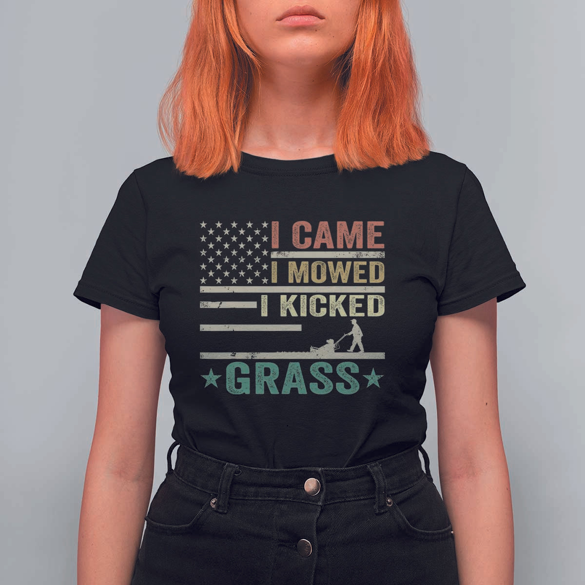 Funny I Came I Mowed I Kicked Grass T Shirt For Women Lawn Mowing Gardener - Wonder Print Shop