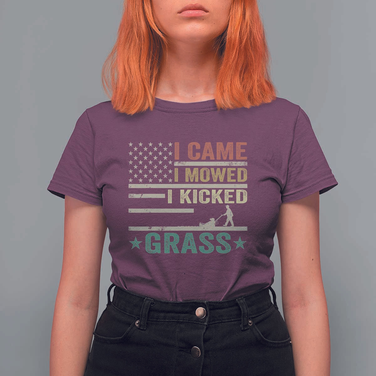Funny I Came I Mowed I Kicked Grass T Shirt For Women Lawn Mowing Gardener - Wonder Print Shop