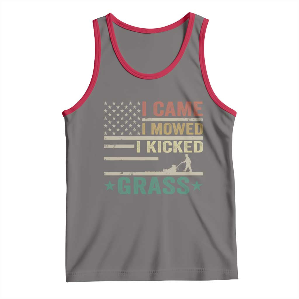 Funny I Came I Mowed I Kicked Grass Tank Top Lawn Mowing Gardener - Wonder Print Shop
