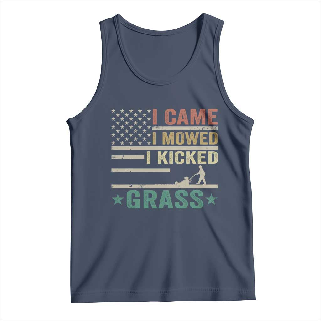 Funny I Came I Mowed I Kicked Grass Tank Top Lawn Mowing Gardener - Wonder Print Shop