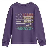 Funny I Came I Mowed I Kicked Grass Youth Sweatshirt Lawn Mowing Gardener - Wonder Print Shop