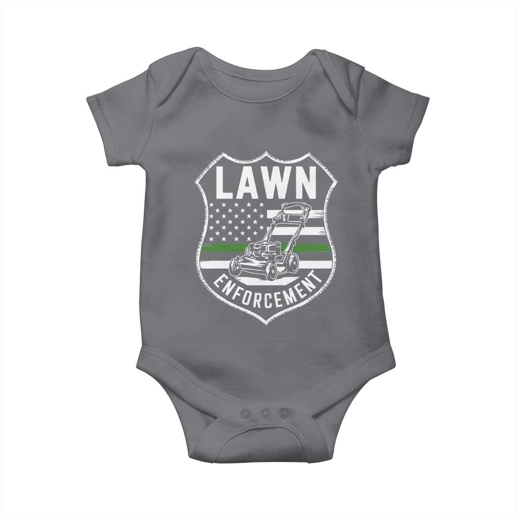 Funny Lawn Enforcement Baby Onesie Gardening Lawn Mower American Flag - Wonder Print Shop