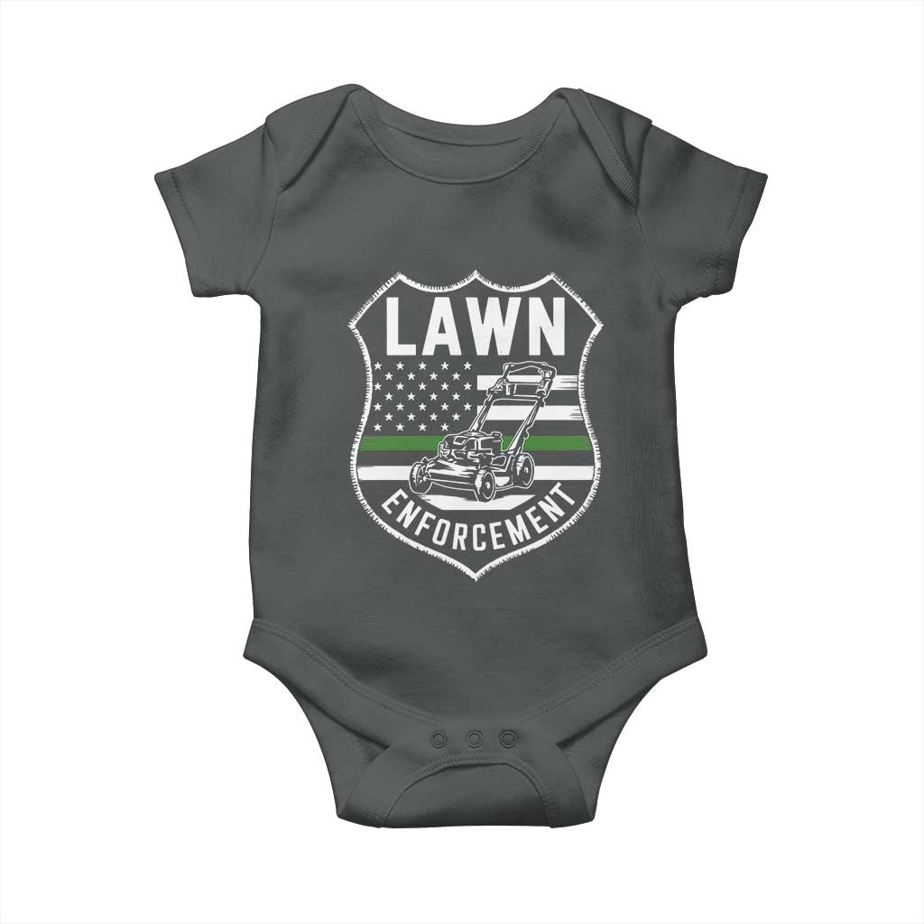 Funny Lawn Enforcement Baby Onesie Gardening Lawn Mower American Flag - Wonder Print Shop