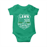 Funny Lawn Enforcement Baby Onesie Gardening Lawn Mower American Flag - Wonder Print Shop