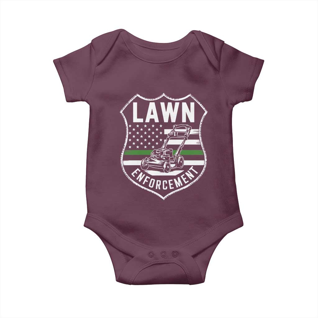 Funny Lawn Enforcement Baby Onesie Gardening Lawn Mower American Flag - Wonder Print Shop
