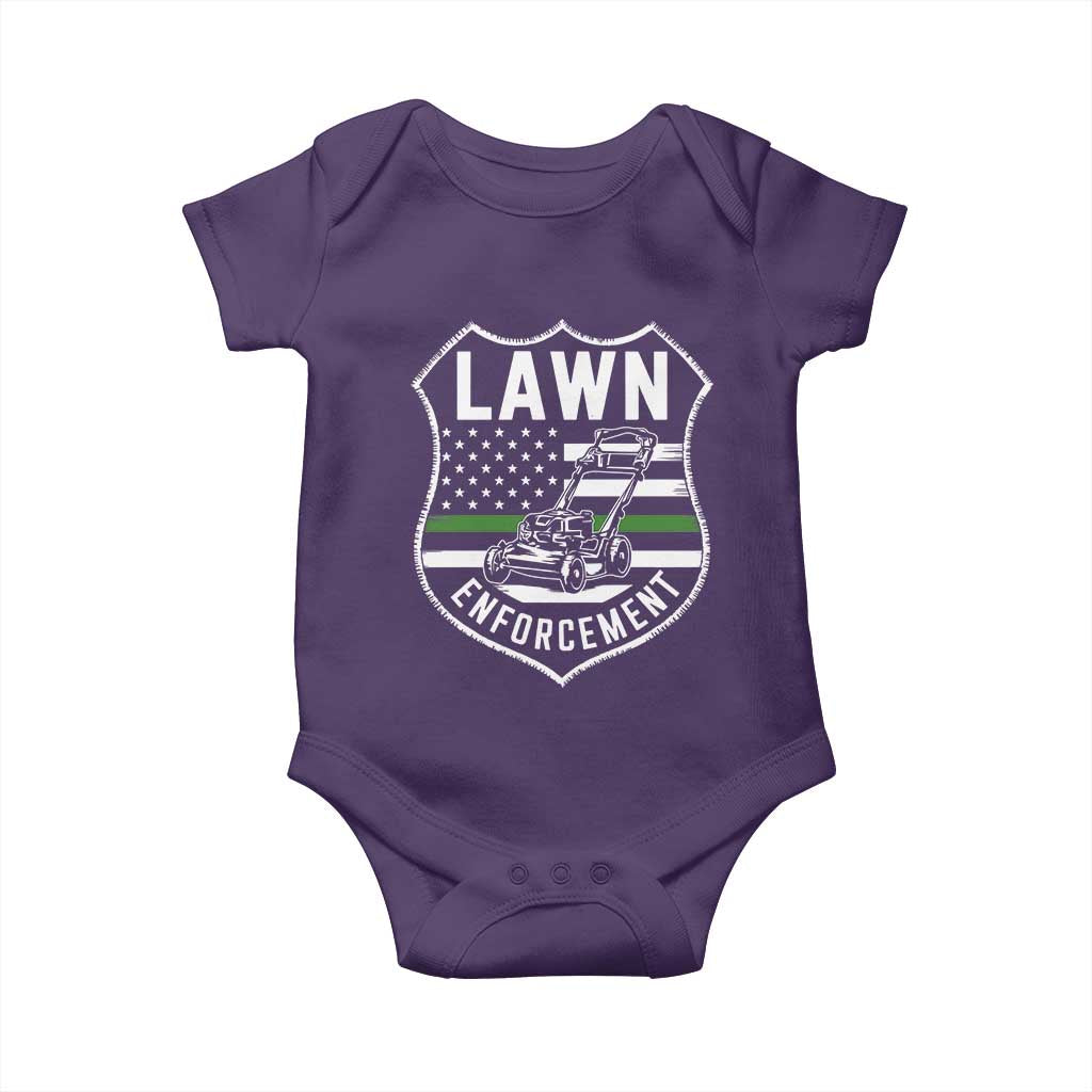 Funny Lawn Enforcement Baby Onesie Gardening Lawn Mower American Flag - Wonder Print Shop