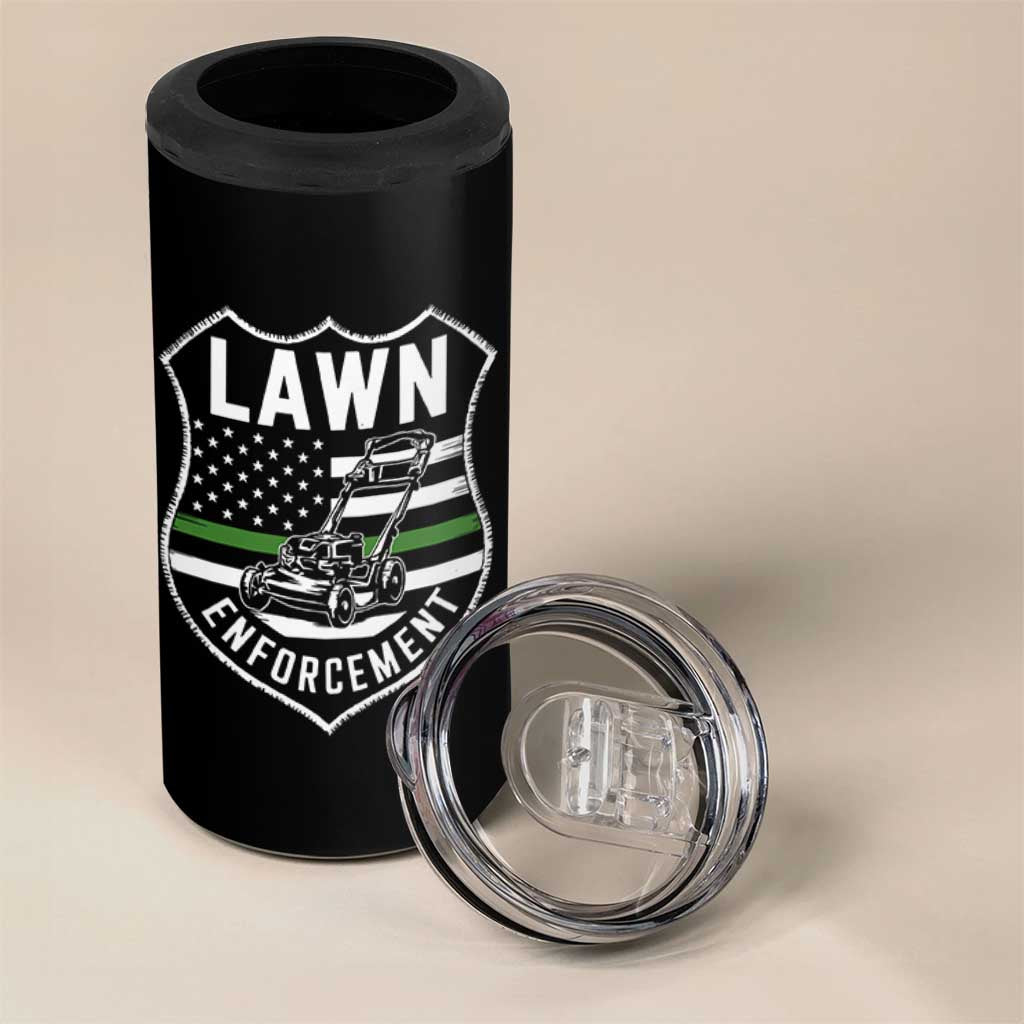 Funny Lawn Enforcement 4 in 1 Can Cooler Tumbler Gardening Lawn Mower American Flag - Wonder Print Shop