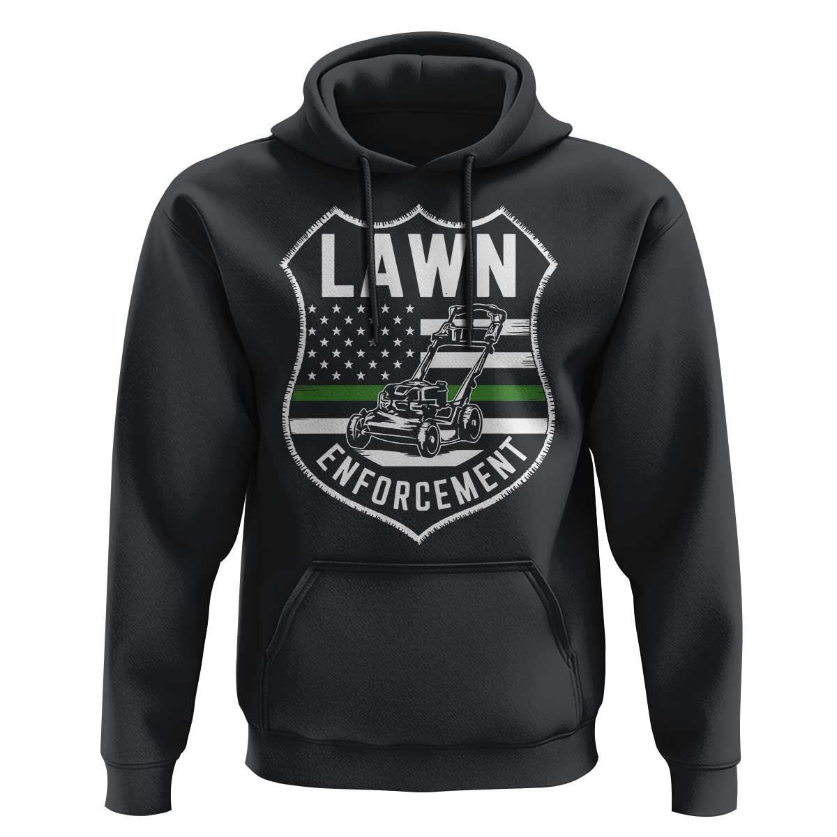Funny Lawn Enforcement Hoodie Gardening Lawn Mower American Flag - Wonder Print Shop