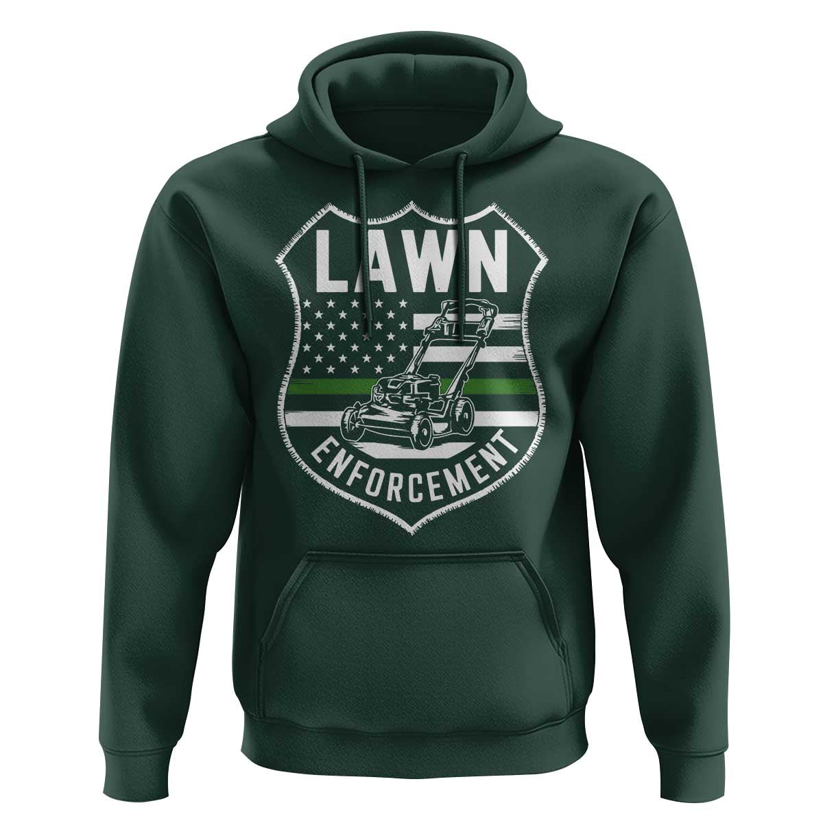 Funny Lawn Enforcement Hoodie Gardening Lawn Mower American Flag - Wonder Print Shop